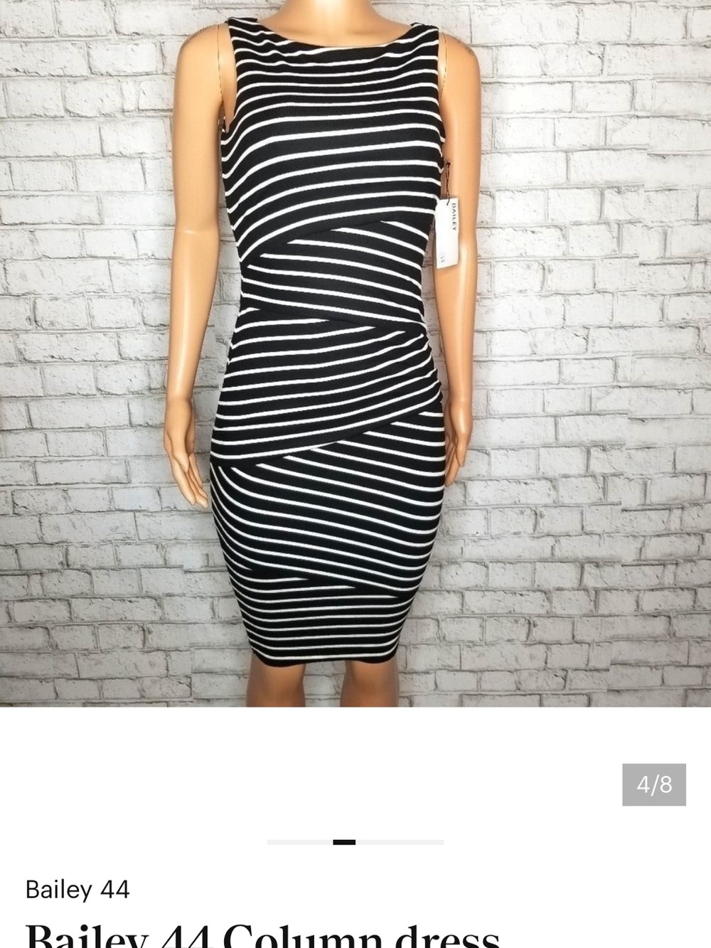 Bailey44 Black Striped Sleeveless Midi Dress, Size M